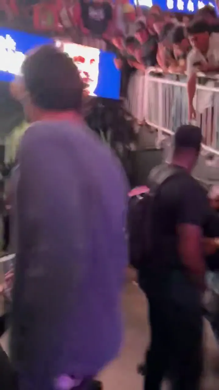 A fight breaks out in the crowd