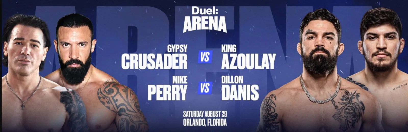 Duel Arena 1 banner for the 29 August card in Orlando