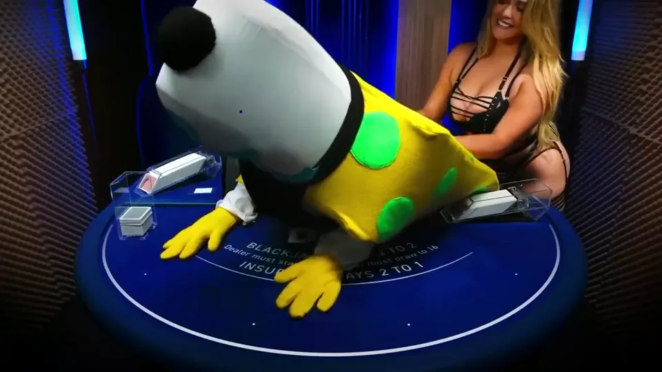 A costume joins in